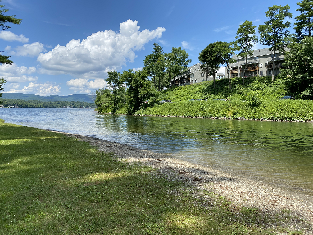 View of Pontoosuc Lake from the shores of Pontoosuc Park in Pittsfield, Massachusetts.